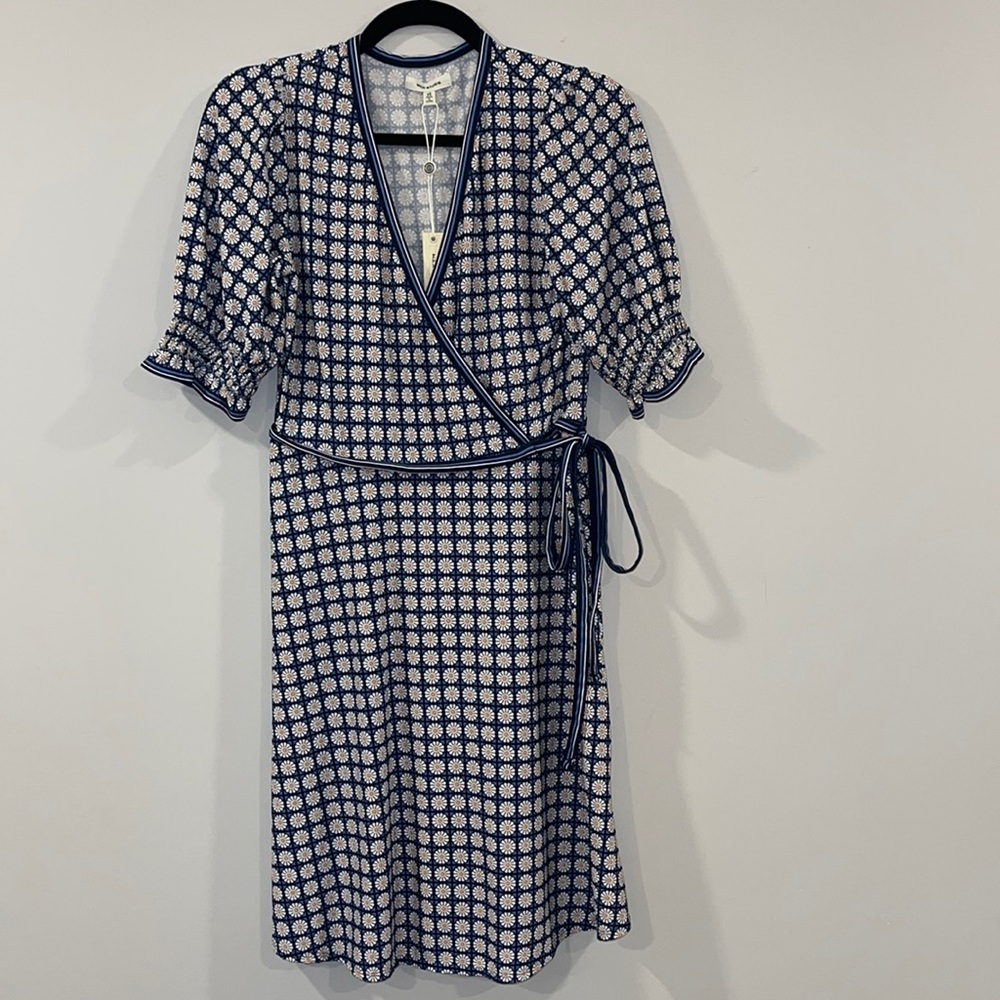 NWT Max Studio Blue Floral Faux Wrap Dress